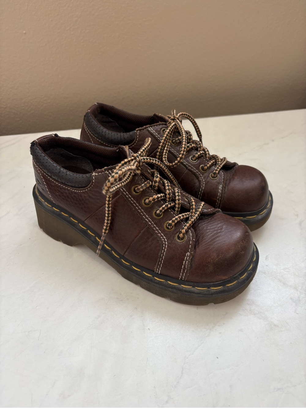 Vintage Dr Martens Sz 6 Melissa Chunky Platform Brown Leather Oxford AW004 Y2K